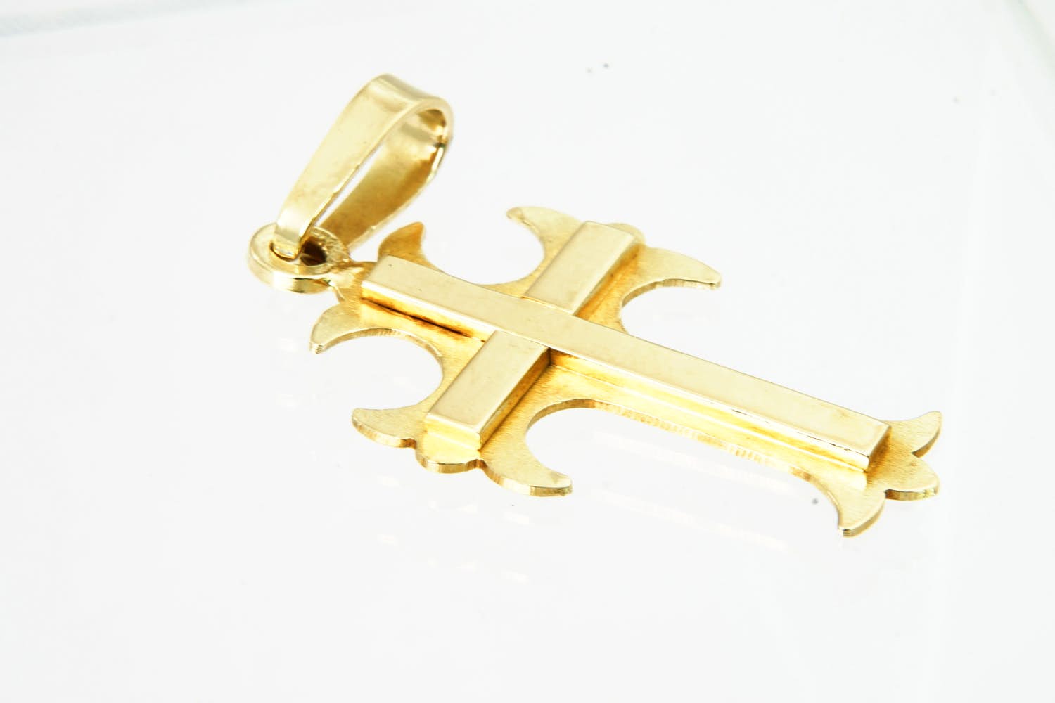 25 - Bijzondere 14 karaats - geel-gouden kruis hanger -Franse lelie motief kopen? Bied vanaf 180!