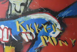 Herman Brood - Zeefdruk - KICK Y'R PONY - ZEER GROOT - Ingelijst kopen? Bied vanaf 430!