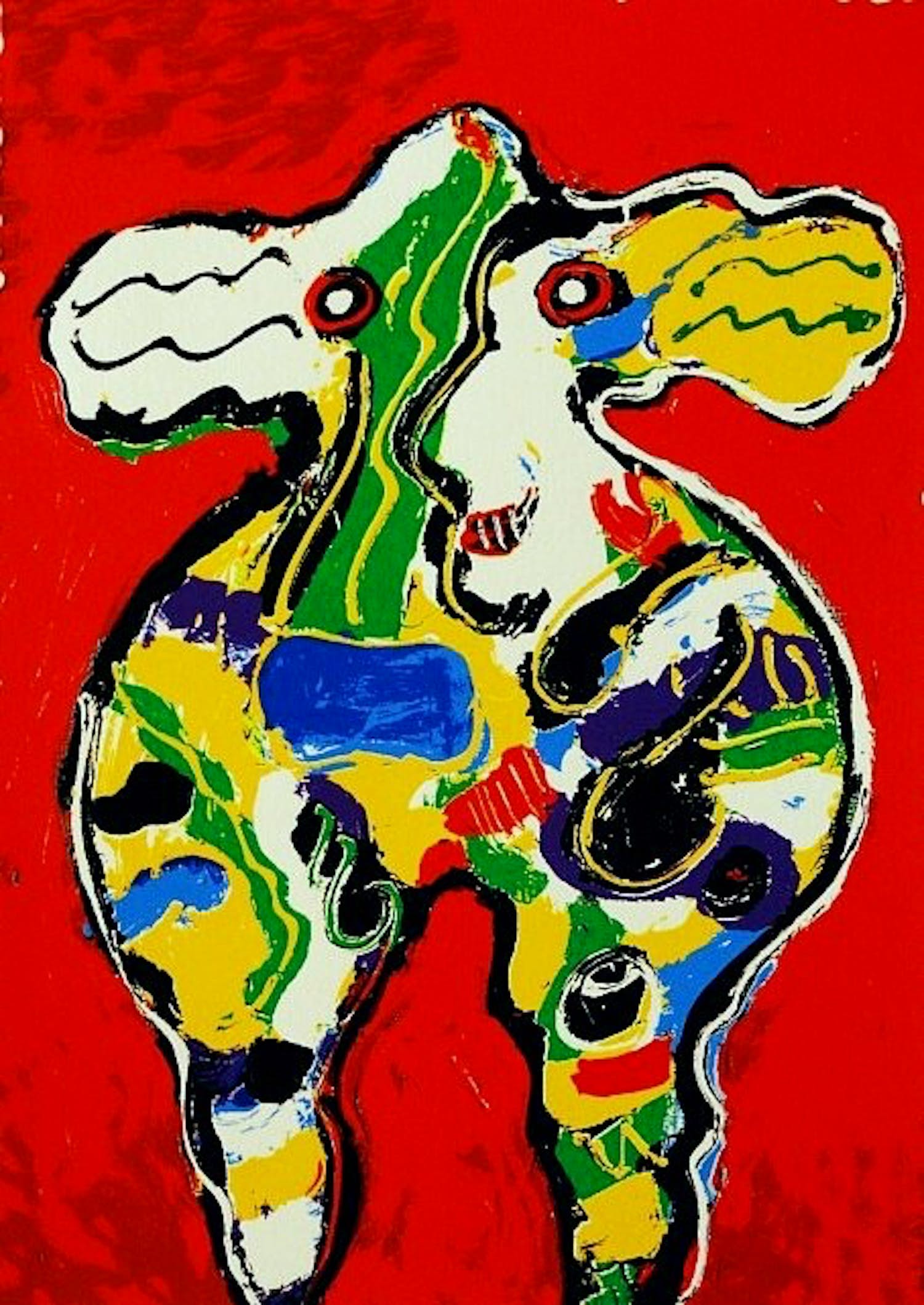 Peter Diem - Kleurenzeefdruk COW RED Handgesigneerd. verkocht voor € 39!