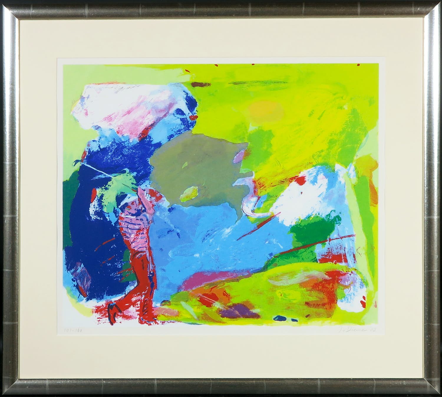 Jan van Diemen - Zeefdruk, Zonder titel - Ingelijst verkocht voor € 50!