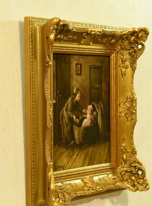 Leendert Verburgh - (1924) - Larense School - "Moeder en Kind " - Olieverf/Paneel - Sign. Lo. kopen? Bied vanaf 120!