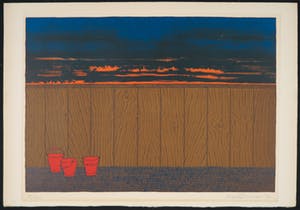 Mark Brusse - Twee litho's, Schutting met drie emmers + 3 propositions (...) kopen? Bied vanaf 35!