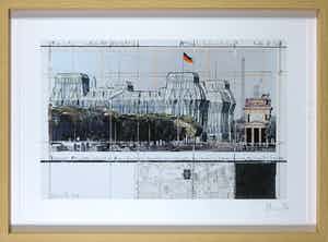 Christo - Handgesigneerd exemplaar Wrapped Reichstag Project for Berlin - Ingelijst verkocht voor € 1!