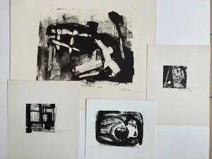 Wim Motz - abstracte compositie in zwart wit kaufen? Bieten Sie von 35!