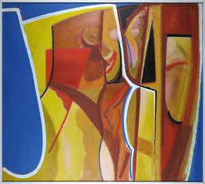 Han Sterk - Olieverf op paneel, Z.T. Abstracte compositie - Ingelijst (Zeer groot) verkocht voor € 1!