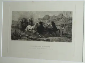 William Unger - Ets naar een schilderij van Adolf Schreyer , Wallachisches Fuhrwerk – ca 1880 kopen? Bied vanaf 10!