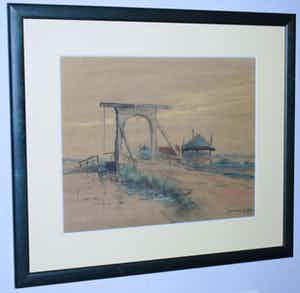 Mijndert van den Berg - landschap met ophaalbrug verkocht voor € 50!