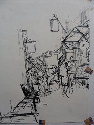 Rudolf Bruyn - pentekening van het strand. kopen? Bied vanaf 20!