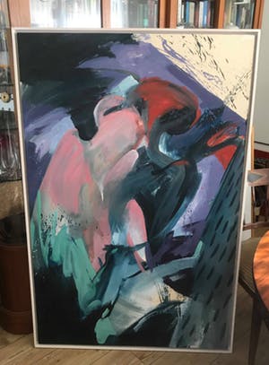 Jozef Pakulski - Beweging in de ruimte - acryl op board (ingelijst, groot) kopen? Bied vanaf 1!