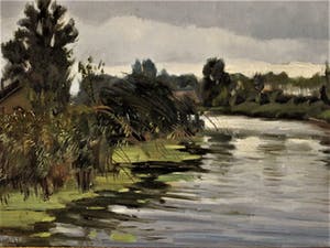 Frits Hubeek - Schilder van het Gooi - fraai olieverf - "Herfst aan de Vecht" - gesigneerd kopen? Bied vanaf 10!