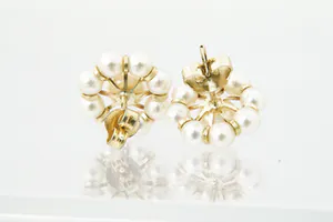 Elegante jaren 60/70 set 14 krt dames oorstekers met pareltjes. kopen? Bied vanaf 90!