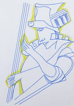 Joe Wols - Lot van drie stifttekeningen, Figuren kopen? Bied vanaf 1!