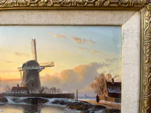 AcheterAnton Karssen - Winters landschap met vrouw op een pad bij een molen? Enchérissez de 390!