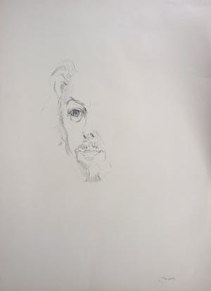 Joe Wols - Potloodtekening, Half gezicht kopen? Bied vanaf 1!