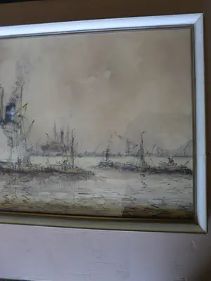 Wim Bos - Gemende Techniek. Gezicht op bedrijvige Maashaven. kopen? Bied vanaf 80!