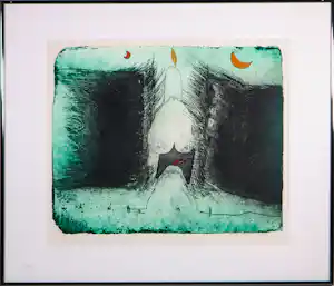 Michel van Overbeeke - Kleurets op papier, Zonder titel - Ingelijst vendu pour 80€ !