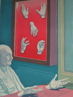 Chris van Geest - Zeefdruk , Paus met losse handen – 62,5 x 50 cm kopen? Bied vanaf 40!