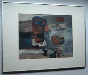 Kor Heemsbergen - Ingelijste gouache, Abstracte voorstelling – ca. 1970 kopen? Bied vanaf 80!