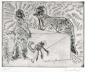 Lucebert - Ets, Zonder titel verkocht voor € 120!