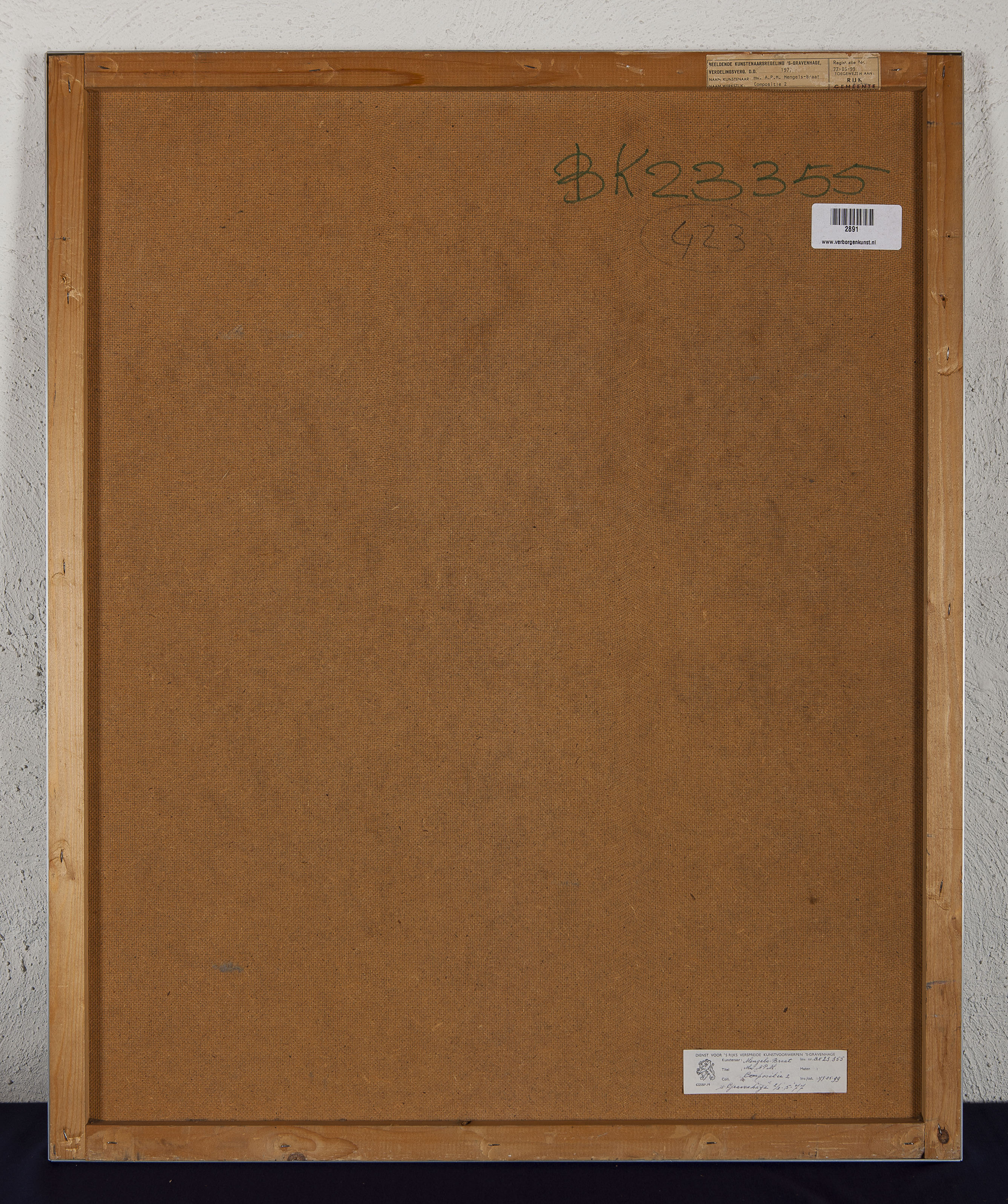 Pauline Braat - Compositie 2 - Kleurpotlood op papier - gesigneerd r.o. - BKR Den Haag - 1977 kopen? Bied vanaf 10!