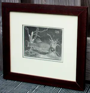 Jan Mankes - Ingelijste houtsnede: vis in een onderwaterlandschap - 1917 kopen? Bied vanaf 599!