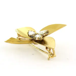 14k geel gouden broche bezet met roos geslepen diamant tot. 0.75ct - G/H - SI kaufen? Bieten Sie von 660!