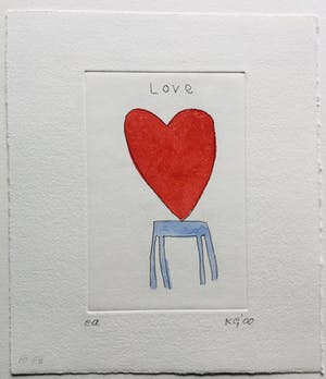 Klaas Gubbels - ets met aquarel ingekleurd ‘Love’ - 2000 kopen? Bied vanaf 225!