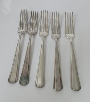 WMF - Vijf verzilverde vorken patent 90 kopen? Bied vanaf 1!