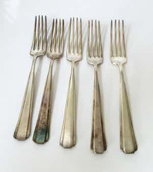 WMF - Vijf verzilverde vorken patent 90 verkocht voor € 1!