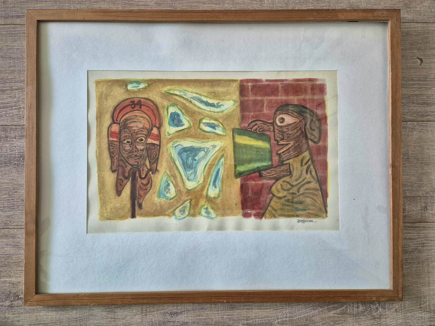 Jan van Wessum - Twee Figuren omgeven door vormen kopen? Bied vanaf 80!