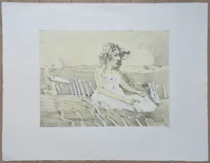 Co Westerik - Kleine jongen met twee dames buiten, litho kopen? Bied vanaf 175!
