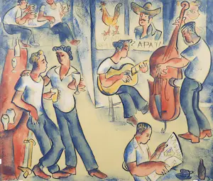 Eddy Varekamp - Gemengde techniek op papier, Café - Ingelijst kopen? Bied vanaf 120!