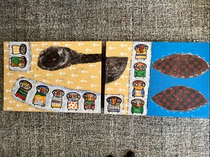 Toyin Loye - Tweeluik (Elk schilderij is 50 x 70 cm.) kopen? Bied vanaf 395!