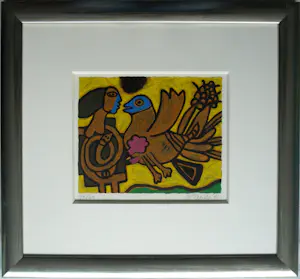 Corneille - Ingelijste zeefdruk, La Femme et L'Oiseau (Vrouw en vogel) – 1993 kopen? Bied vanaf 20!