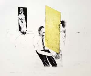 Kees Spermon - Conversation piece yellow, zeefdruk verkocht voor € 40!