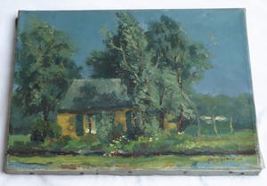 Klaas Pijlman - Olieverf op doek , Huisje in de schemering.. – 1942 kopen? Bied vanaf 1!