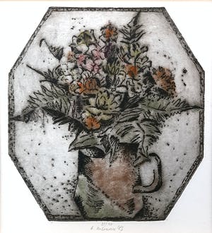 Niet of onleesbaar gesigneerd - drogenaald ets - Bloemstilleven 21/30 ingelijst - 21017 kopen? Bied vanaf 1!