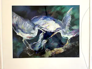 Ellen Voets - Vogels op nest - Gouache, Ingelijst kopen? Bied vanaf 50!