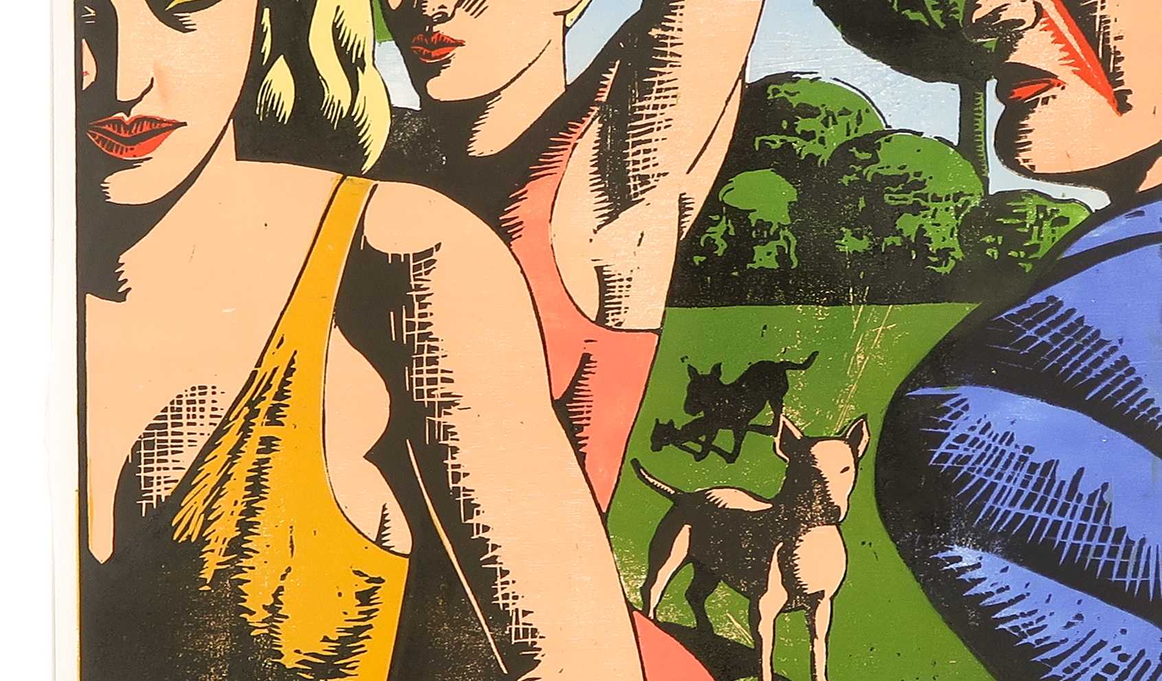 Leon Janssen - Houtsnede, Dog days I - Ingelijst kopen? Bied vanaf 80!