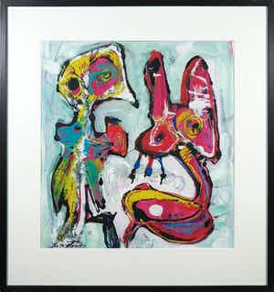 Jan te Wierik - Gemengde techniek op papier, Zonder titel - Ingelijst verkocht voor € 1!