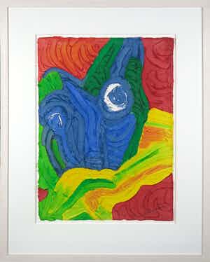 Bengt Lindstrom - Handgekleurde aquagravure op geschept papier, Zonder titel - Ingelijst (Groot) verkocht voor € 1!