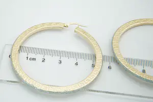 43 - Een paar 14 karaat geel gouden holle oorringen met meander motief kopen? Bied vanaf 245!