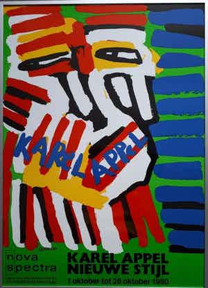 Karel Appel - Affiche Karel Appel Nieuwe Stijl 1980- ingelijst - zeldzaam ! verkocht voor € 75!