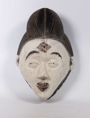 Punu - Hout, Wit feestmasker kopen? Bied vanaf 1!