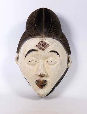 Punu - Hout, Wit feestmasker verkocht voor € 1!