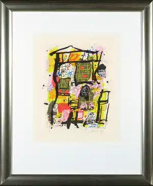 Kees Salentijn - Zeefdruk, Zonder titel - Ingelijst verkocht voor € 35!