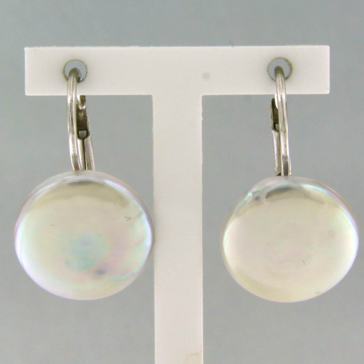 18k witgouden oorhangers bezet met parelmoer - 4.3 gram kopen? Bied vanaf 375!