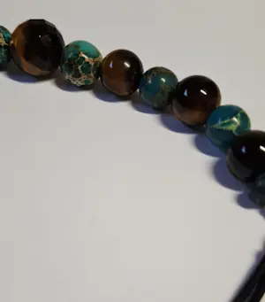 Nieuwe Ketting van natuurlijke turquoise en tijgeroog kopen? Bied vanaf 75!