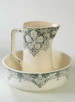 Keramiekfabriek Nimy - ntiek Art Deco lampetstel Nimy – Groen kastanjeblad decor – Jaren 20/30". kopen? Bied vanaf 35!