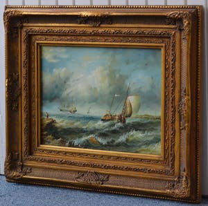 Niet of onleesbaar gesigneerd - Zeegezicht met zeilschepen op zee kopen? Bied vanaf 1!